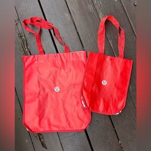 Lululemon Athletica 2 Red Glossy Tote Bags